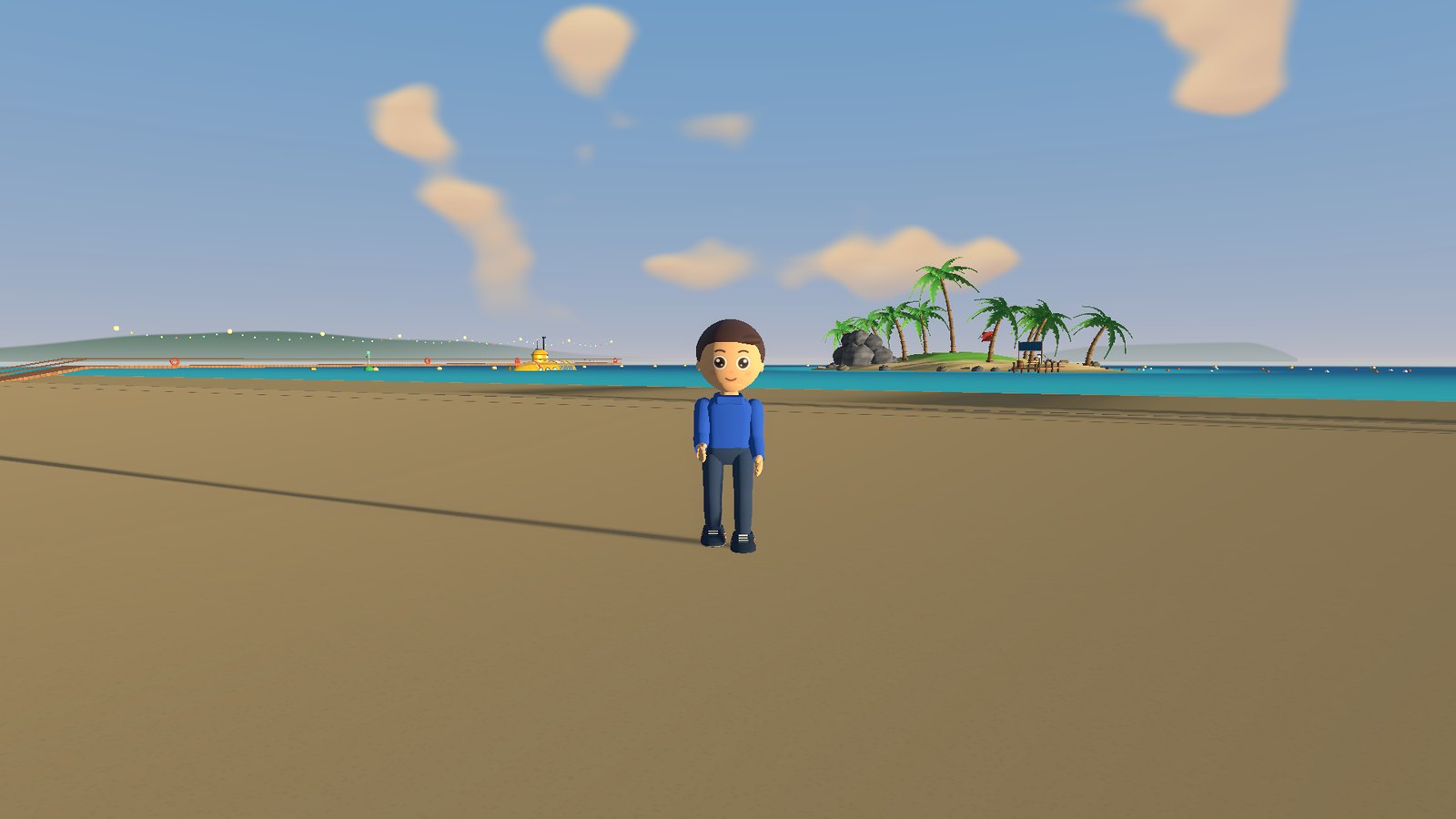 Een speler op het strand van LeloWorld